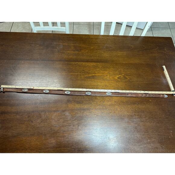 Brown Leather Western Texas Silver Longhorn Belt Men Large Cowboy Measurements - Picture 3 of 6